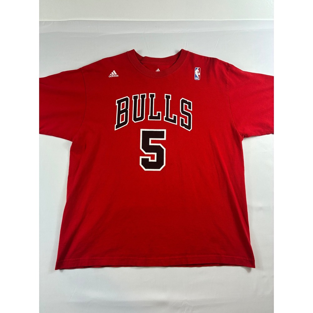 Adidas Chicago Bulls NBA T-Shirt Mens XL Red Carlos Boozer 5 Basketball Tee